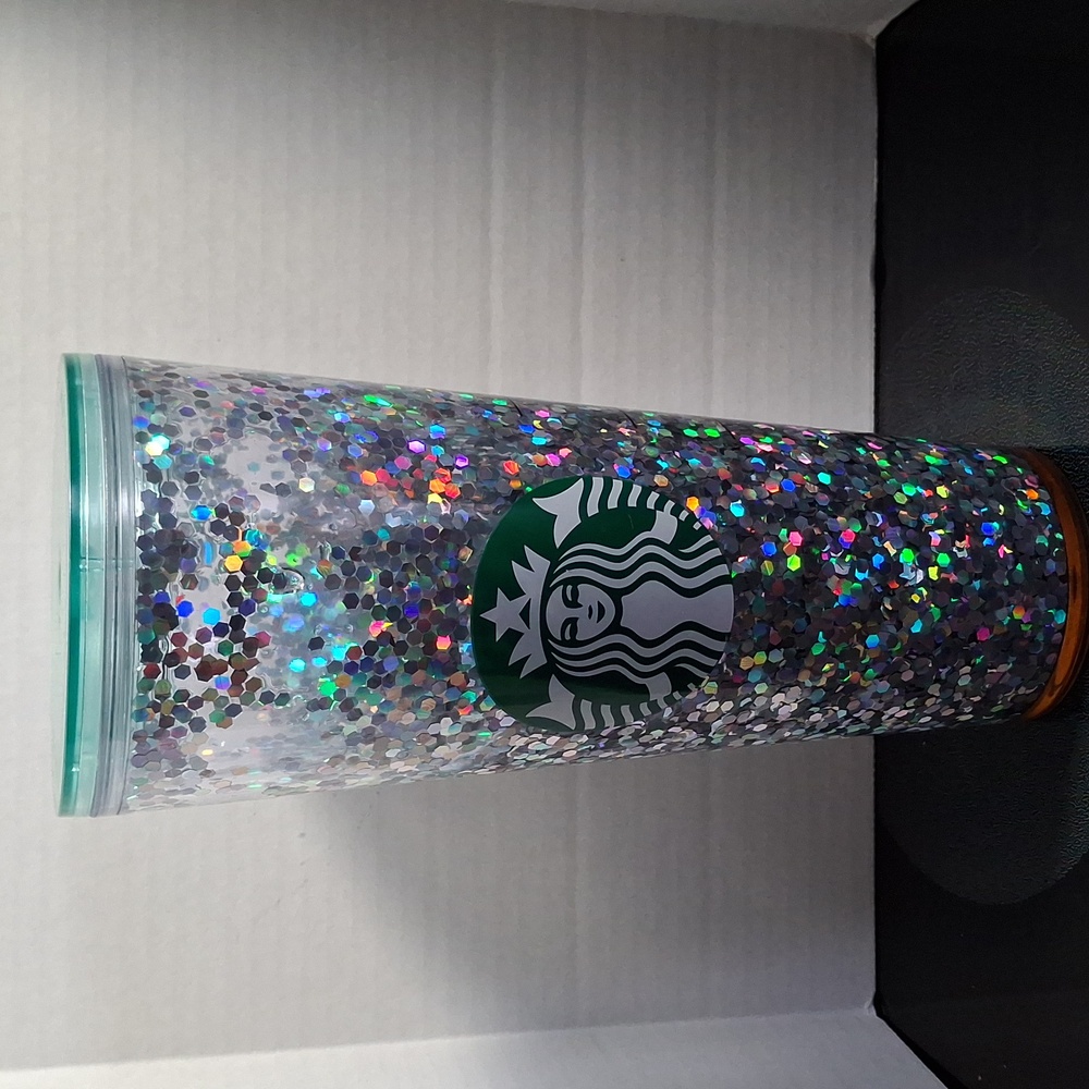 Starbucks Silver Snowglobe Tumblr 24oz NO STRAW